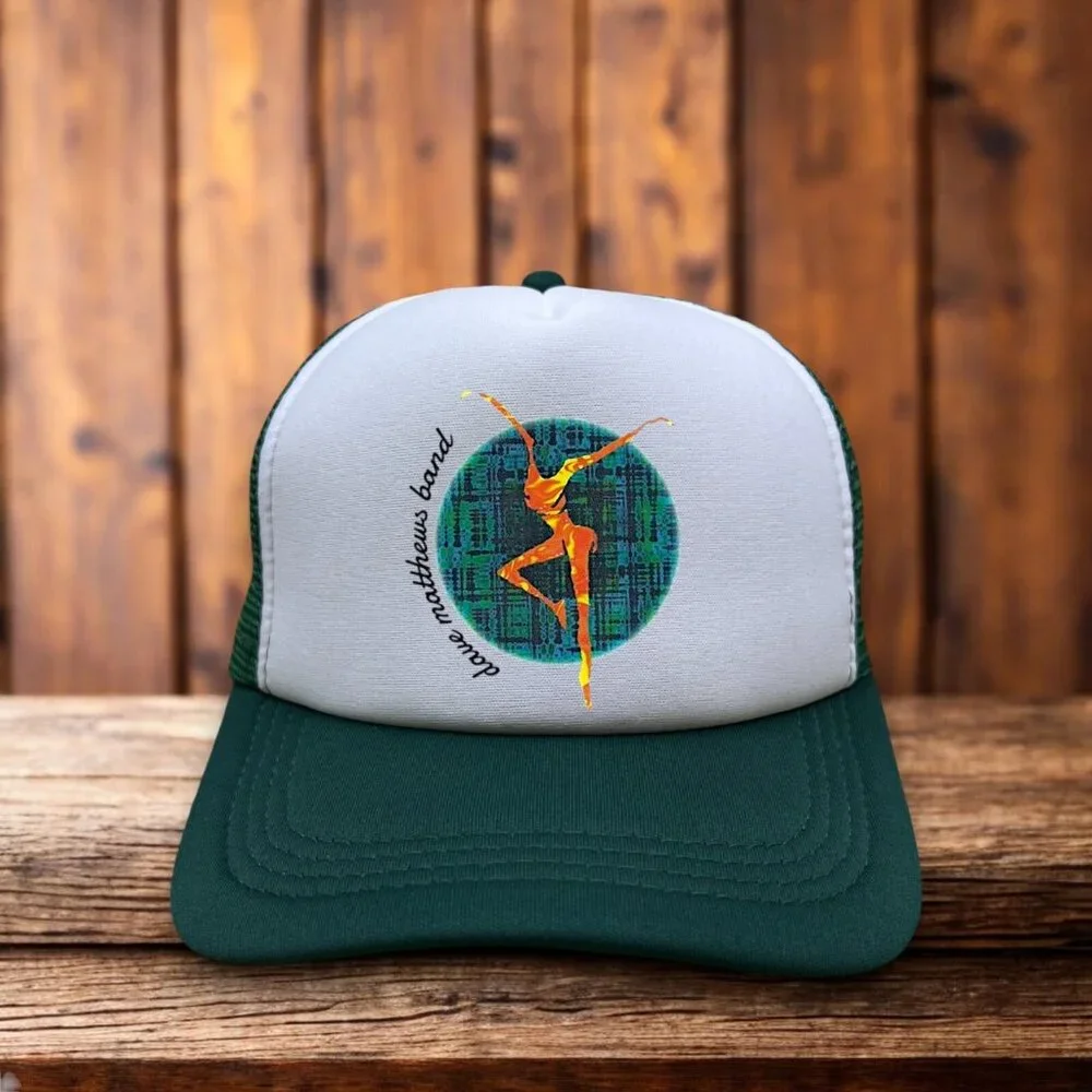 Dave Matthews Band DMB Fire Dancer Mens Trucker Hat Green 90s Jam Band Ball Cap
